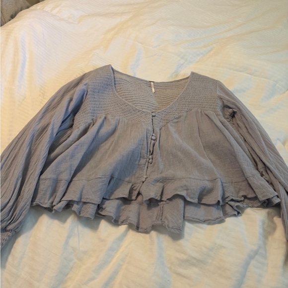Free People Waiting on Summer Peplum crop Top large - Picture 2 of 2
